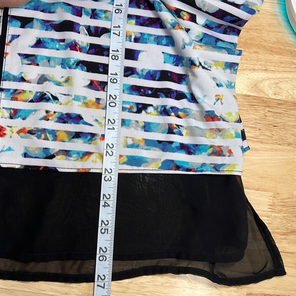 WORTHINGTON SCOOP NECK SLEEVELESS FLORAL STRIPE TOP - Picture 8 of 12